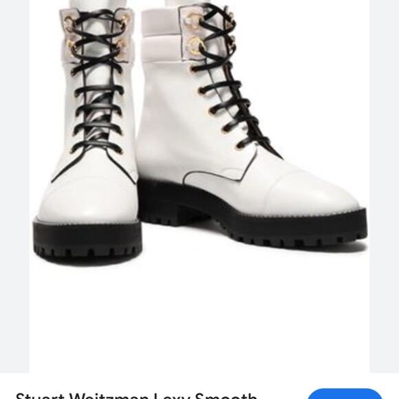 Stuart Weitzman Lexy Round Toe Leather Lace Up Moto Combat Ankle Boots size 8 - Picture 3 of 15